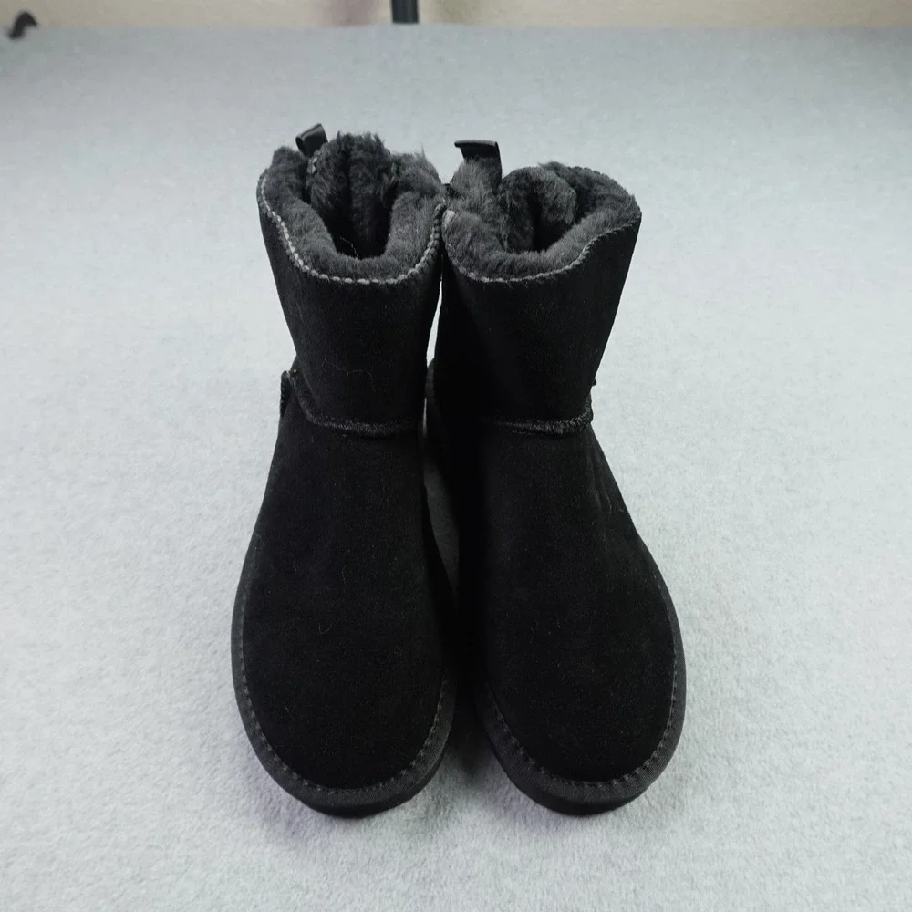 UGG Boots Womens 39 Black Gita Satin Bow Suede Sheepskin Ankle Winter